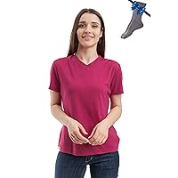 Merino.tech Merino Wool T Shirt Women - 100% Merino Wool Base Layer Women Short Sleeve Tee + Merino Wool Hiking Socks