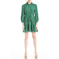 Max Studio Women's Long Sleeve Button Top Tiered Short Shirt Dress