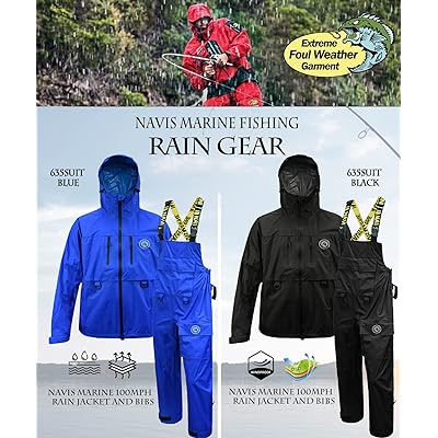 Navis Marine Men's Pro Workwear:Waterproof Jacket with Matching Bib Overalls Combo Suit for Fishing & Construction Industries