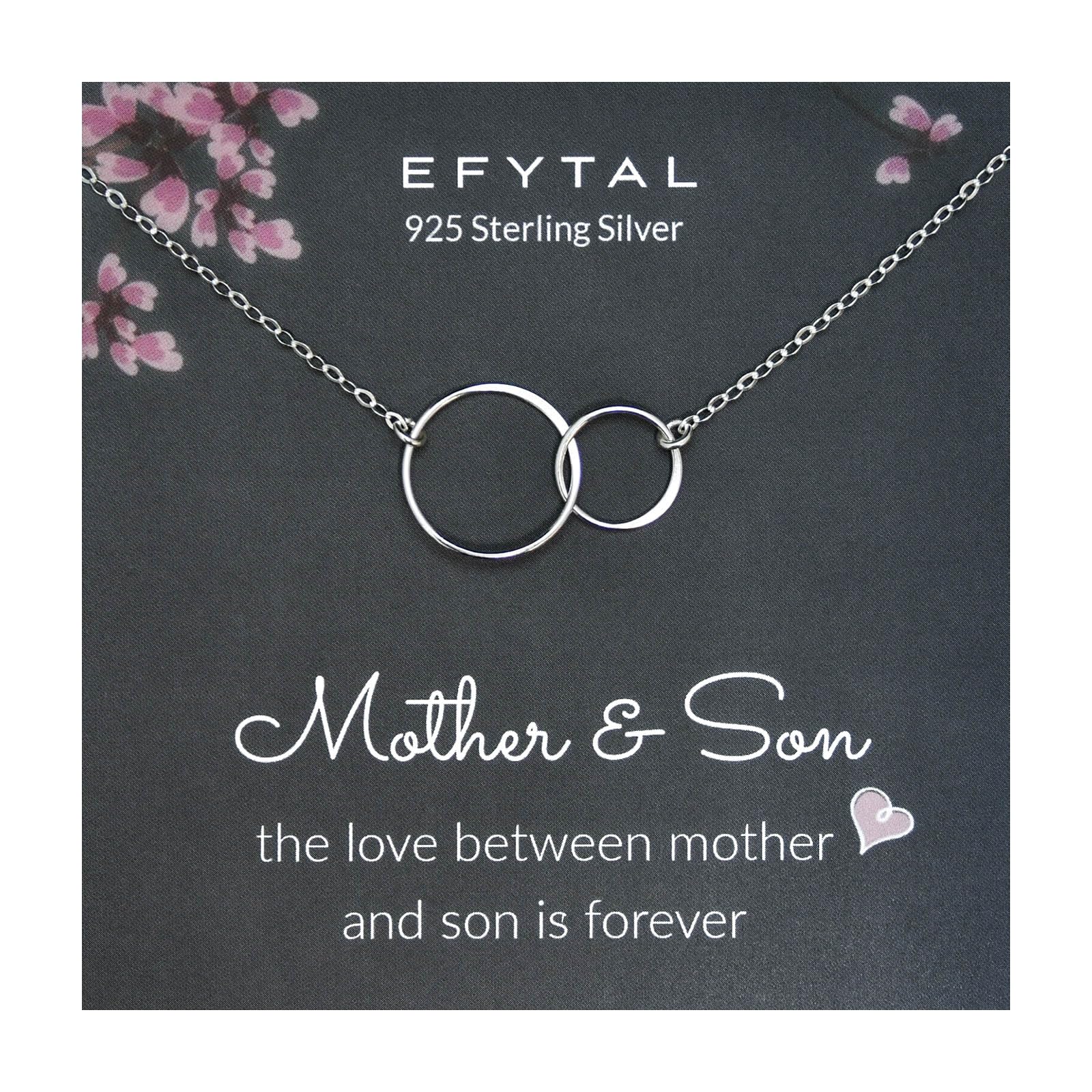 EFYTAL Mothers Day Gifts From Son, Mother Son Necklace, 925 Sterling Silver Necklace, First Mothers Day Gifts, New Mom Gifts for Women, Mom and Son Necklace, Mothers Day Necklace