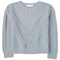 The Children's Place Girls' Long Sleeve Chevron Stitched Sweater