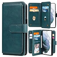 Wallet Case Compatible with Xiaomi Poco M3, Solid Color PU Leather Case Flip Folio Cover with 10 Card Slots for Poco M3 (Dark Green)