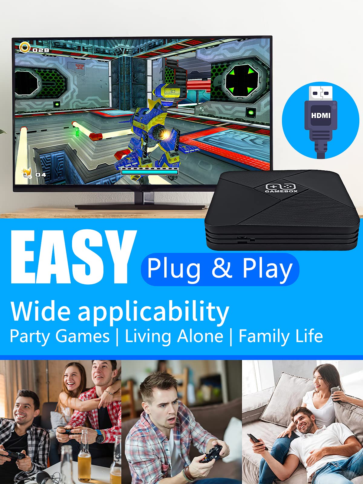 Fadist Super Console 64G, Retro Game Console/Android TV 2 in 1, Built in 30000+ Classic 2D/3D Video Games, 4K HD Output, Plug and Play, Suitable for Home, Party, Gift