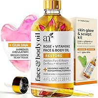 Face & Body Vitamin E Bio Oil 4.0oz + Gua Sha Facial Tools Set - Organic Moisturizer Skincare for Scars, Stretch Mark, Cellulite & Nails - Great Massage oil for Massaging Joint & Muscles