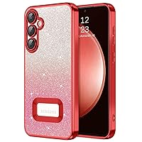 GUAGUA for Samsung Galaxy S23 FE 5G Case 6.4'', Clear Glitter Phone Case for Galaxy S23 FE 5G, Luxury Plating Sparkle Bling Shockproof Protective Case Samsung S23 FE 5G for Women Girls, Gradient Red
