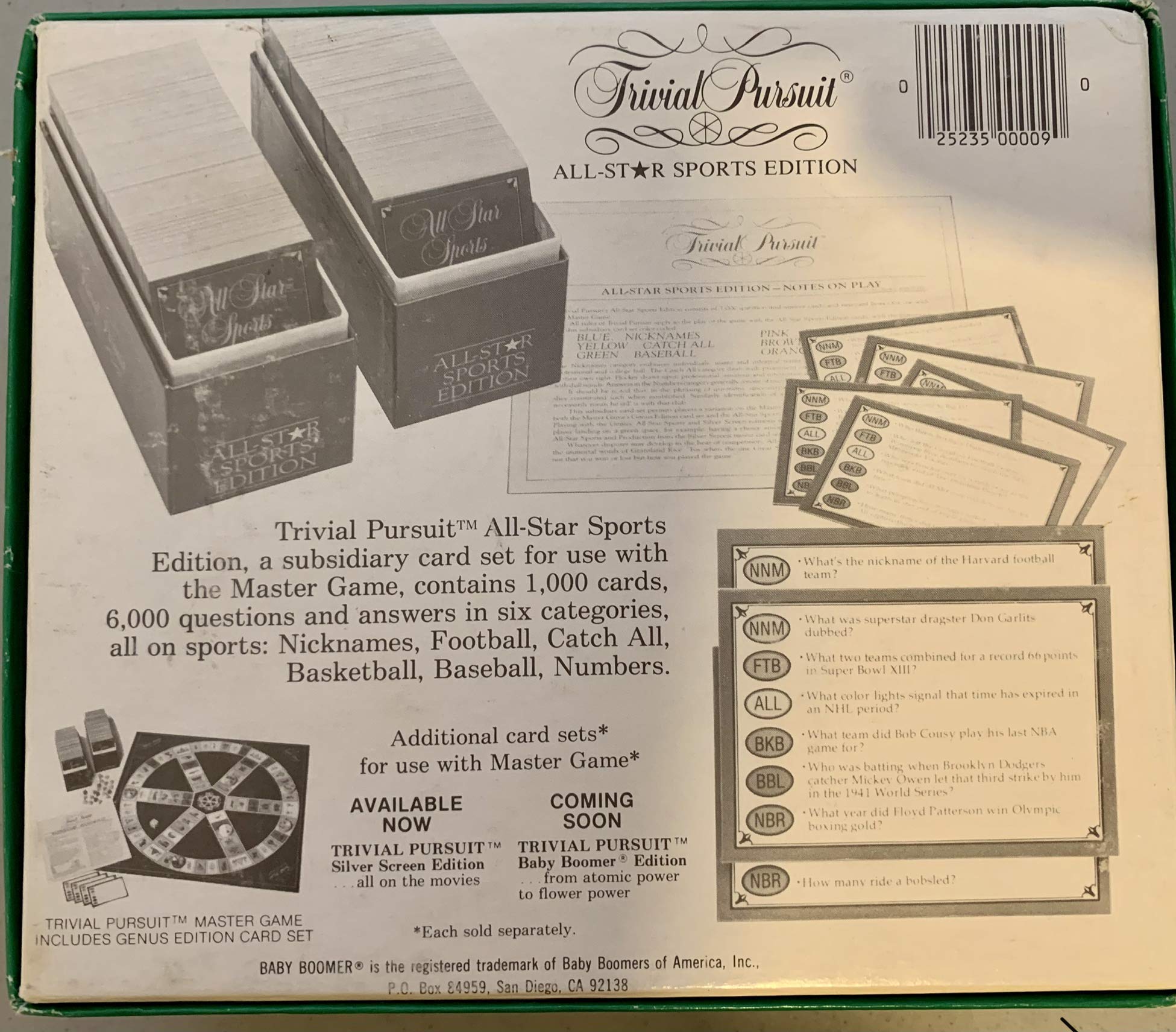 Trivial Pursuit All-Star Sports Edition (Subsidiary card set for use with Master Game)Outdated Version