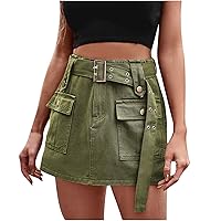 Women's Cargo Skirt Shorts Multi Pocket Denim Shorts Solid Y2K Hot Pants Summer Casual Jeans Shorts for Women Girls
