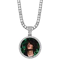 Picture Necklace Personalized Photo Pendant for Men Women Iced Out Angel Wings Heart Custom Necklace with Tennis Chain