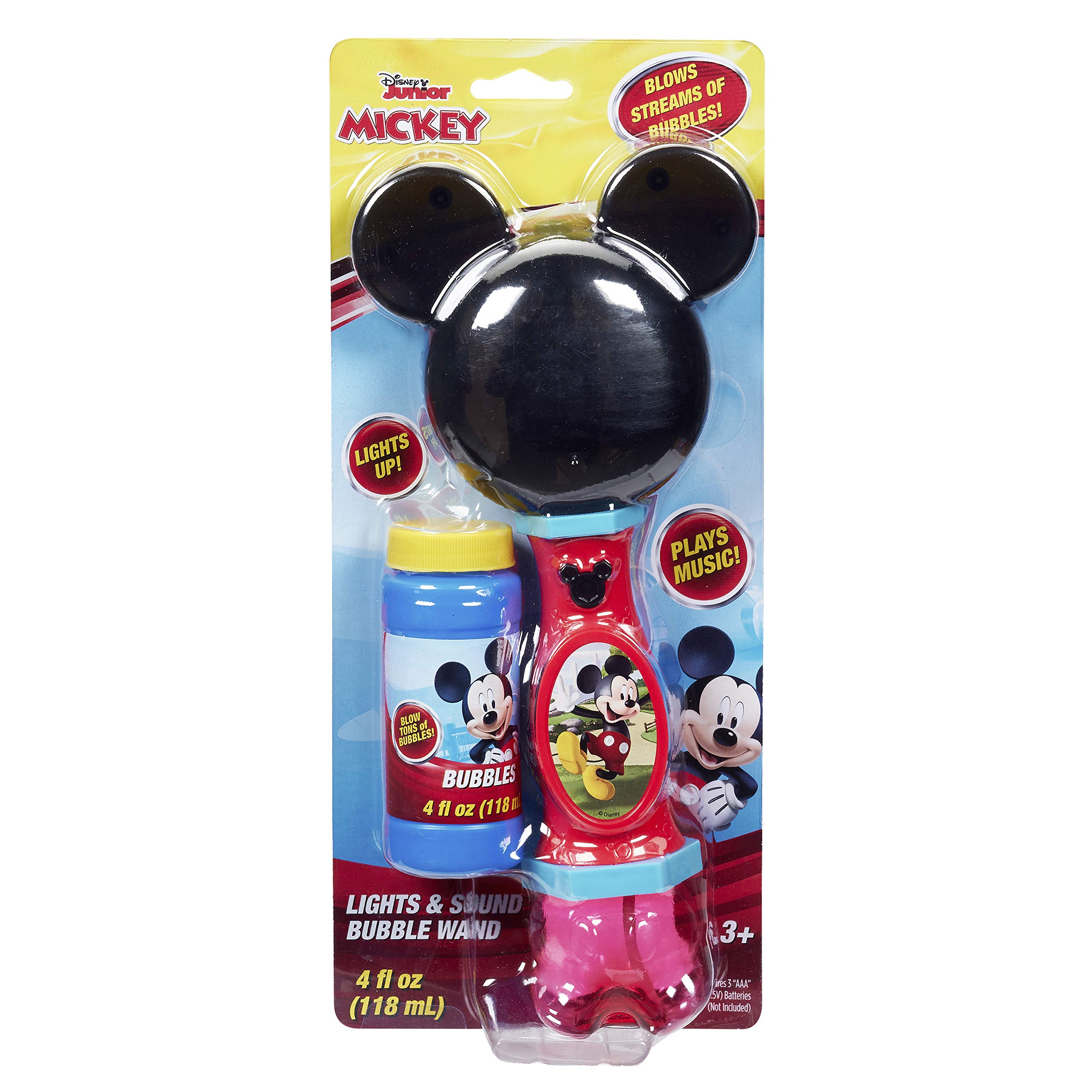 Little Kids Disney Mickey Mouse Light and Sound Musical Bubble Wand, Includes Bubble Solution, Multi (20511)
