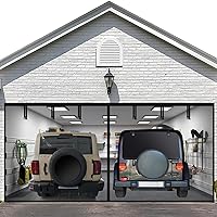 LADER Garage Door Screen for 2 Cars 16x7ft Magnetic Closure Heavy Duty Weighted Bottom Screen with Retractable Fiberglass Mesh Hands Free