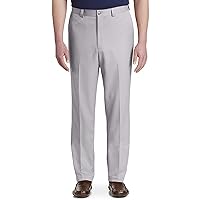 Oak Hill by DXL Big and Tall Men's Microfiber Waist-Relaxer Pants, New Khaki and Light Grey Colors, Waist Sizes 40-60