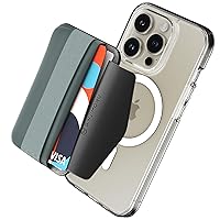 Sinjimoru Magnetic Wallet for iPhone, Magnetic Card Holder with Flap - Anti-slip for Cards, for MagSafe Wallet with Grip, Compatible with iPhone 15/14/13/12 Series. M-Band Blue Grey