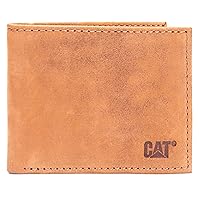 Caterpillar Men's Leather Bifold Wallet with Id Window