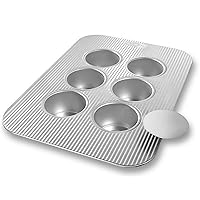 USA Pan Bakeware Mini Cheesecake Pan with Removable Bottom, 6 Well, Nonstick & Quick Release Coating, Made in the USA from Aluminized Steel