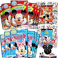Disney Mickey and Minnie Mouse Party Favor Bundle for Kids - 12 Play Packs with Mini Coloring Books, Stickers and Temporary Tattoos Party Supplies