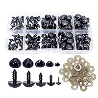 BESTCYC 1box(100pcs) 5 Sizes 8.5-15mm Black Plastic Safety Nose Triangle with Washers for Doll Teddy Puppet Making