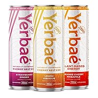 Yerbae Energy Seltzer - Variety Refresh Pack, 0 Sugar, 0 Calories, 0 Carbs, Energized by Yerba Mate, Plant-Based, Healthy Alternative to Coffee and Sugary Sodas, 12oz cans (12 Pack)