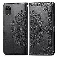 Compatible with Samsung Galaxy A03 Core Case Leather Wallet Flip Magnetic Closure Case Shockproof Protective with Card Slots and Stand Phone Case for Samsung Galaxy A03 Core SD Mandala Black