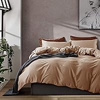 Eikei Solid Color Duvet Cover Luxury Bedding Set 400 Thread Count Egyptian Cotton Long Staple Sateen Weave Breathable Silky Soft Pima Premium Quality Bed Linen (King, Biscotti Beige)