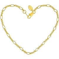 LIFETIME JEWELRY 2mm Figaro Link Anklet for Women & Girls 24k Real Gold Plated