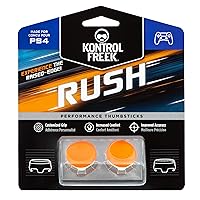 KontrolFreek Rush Performance Thumbsticks for PlayStation 4 (PS4) and PlayStation 5 (PS5) | Performance Thumbsticks | 2 Mid-Rise, Concave | Orange/White