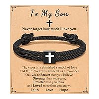 Cross Braided Rope Bracelet for Men Women, Easter Christian Baptism Christmas Valentine's Day Gifts for Couples Son Daughter Brother Teens Girls