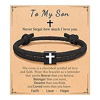 UNGENT THEM Cross Braided Rope Bracelet for Men Women, Easter Christian Baptism Christmas Valentine's Day Gifts for Couples Son Daughter Brother Teens Girls