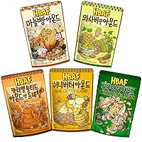 [Official Gilim HBAF] 5 Flavors Almonds Wasabi 120g, Honey Butter 120g, Caramel Salted Pretzel 120g, Honey Butter 120g, Roasted Onion 120g, Supreme Korean Almond Nutritious Snack Gift Party Pack