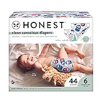 The Honest Company Clean Conscious Diapers | Plant-Based, Sustainable | Winter '23 Limited Edition Prints | Club Box, Size 6 (35+ lbs), 44 Count
