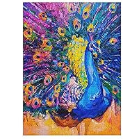 Colorful Peacock Funny Jigsaw Puzzle for Adults Wooden Picture Puzzle Personalized Gifts for Men Women