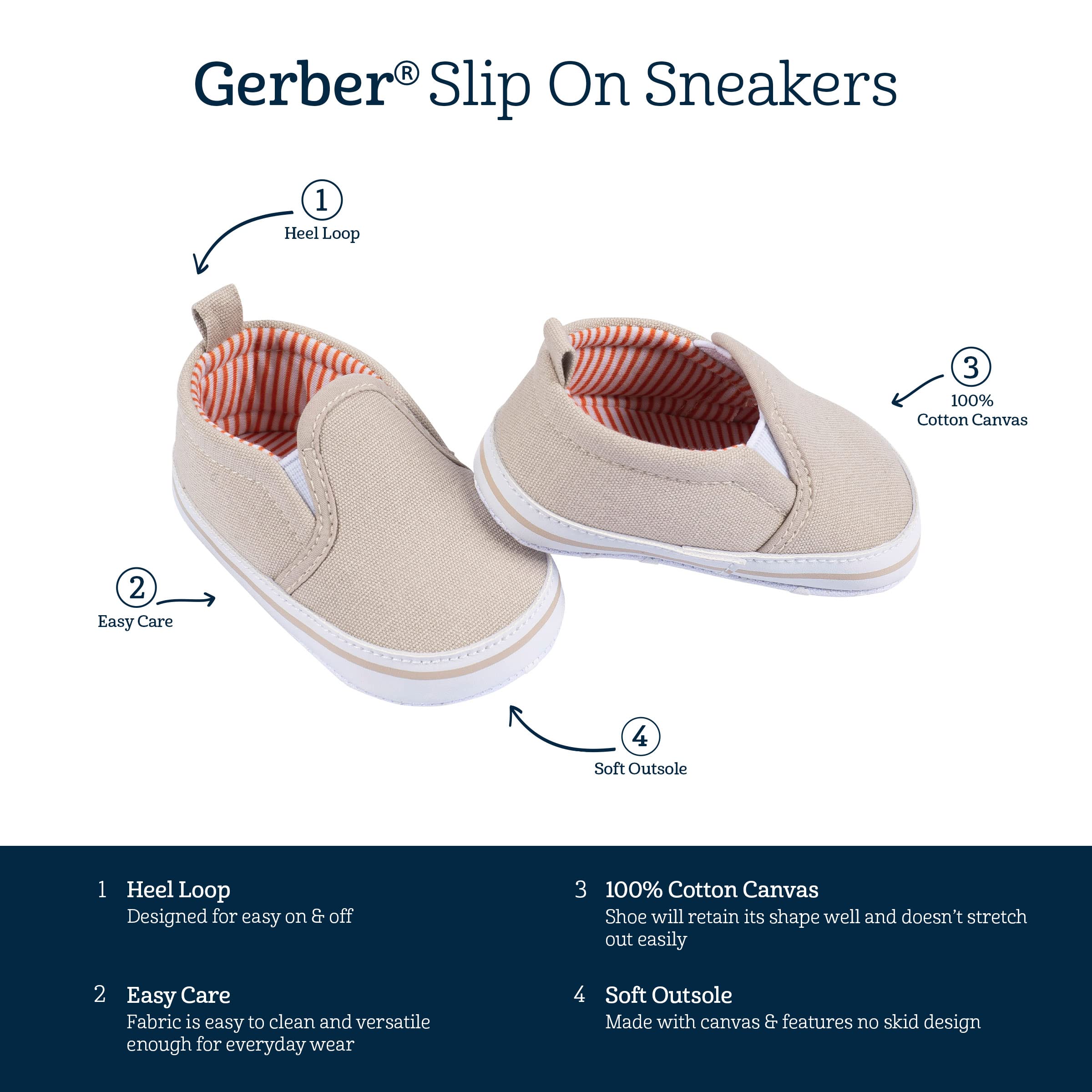 Gerber Unisex-Child Newborn Infant Toddler Boy and Girl Slip-on Sneaker Crib Shoe