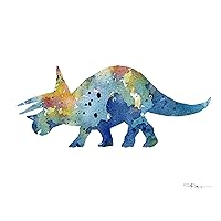 Triceratops Abstract Dinosaur Watercolor Art Print By Artist DJ Rogers