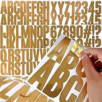 500pcs Large Letter Stickers Gold Big Font Alphabet Letter Number Stickers 2.5 inch Self-Adhesive Capital Letter Decal Stickers for Bulletin Board, Poster, Scrapbook, Mailbox, Cars, Classroom Decor