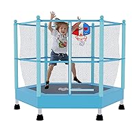 Indoor Kids Trampoline 60 inch LeJump Brightmoon 5FT 60‘’ Toddler Trampoline Trampoline Indoor Outdoor Trampoline with Basketball Hoop Use with Enclosure Net Gifts for Boys & Girls