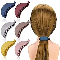 ANCIRS 6 Pack Non-Slip Banana Hair Clips, Large Grind Arenaceous Hair Claw Clips for Women & Girls Thick & Thin Hair (Begonia Red & Navy Blue & Taro Purple & Cherry Pink & Lemon Yellow & Light Gray)