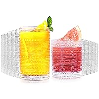 Vintage Hobnail Drinking Glasses Set of 12-14 oz Old Fashioned Water Glass Cups & 11 oz Cocktail Glasses, Aesthetic Kitchen Bar Tumbler Glassware Gifts Sets for Smoothie, Juice, Coffee, Wine