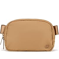 Pander Two Way Zipper Fanny Pack Nylon Everywhere Belt Bag for Women, Water Repellent Waist Packs, Crossbody Bags with Adjustable Strap (Caramel Brown).