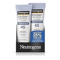 Neutrogena Ultra Sheer Dry-Touch Water Resistant and Non-Greasy Sunscreen Lotion with Broad Spectrum SPF 45, 3 fl. oz, (Pack of 2)