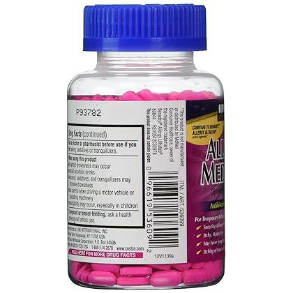 Diphenhydramine HCI 25 Mg - Kirkland Brand - Allergy Medicine AntihistamineCompare to Active Ingredient Benadryl Allergy Generic - 600 Count