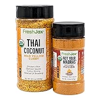 FreshJax Organic Spices | Not Your Madras Yellow Curry Fusion Bundle | 1 Large and 1 Extra Large Bottle of Spice Seasoning