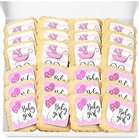 Baby Shower Cookies Baby Girl 24 PACK Favors Dessert Table Decorated Individually Wrapped Sugar Cookies Party Gift