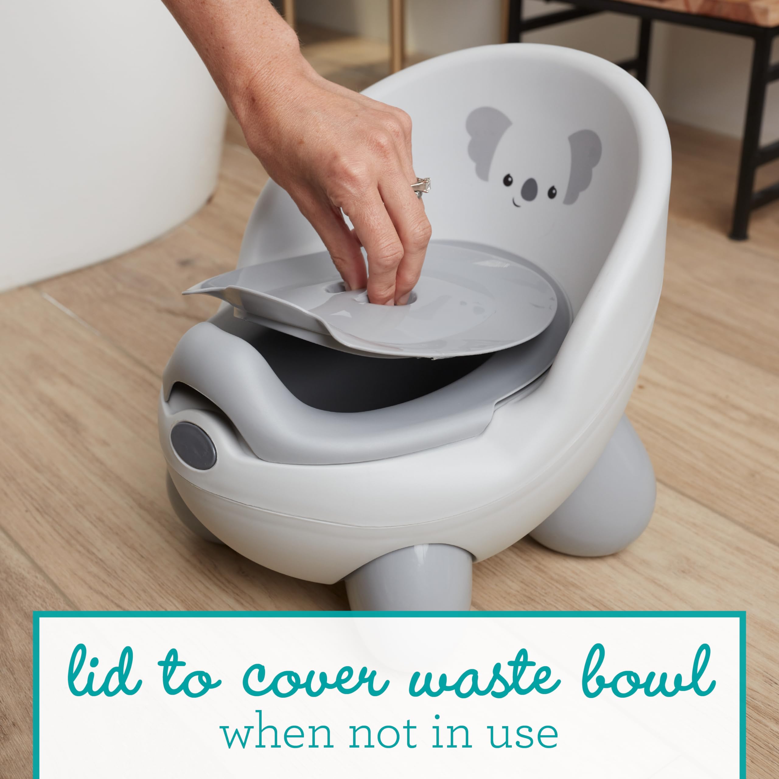 Infantino Potty Pals Potty Seat - Potty Training Toilet, Removable Bowl with Splashguard, Slip Resistant Feet, Gray Koala