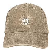 Bitcoin Logo Bitcoin Sign Hat Distressed Cotton Washed Baseball Cap Black Funny Denim Hats Unisex Adjustable