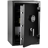 Amazon Basics Fire Resistant Security Safe with Programmable Electronic Keypad, 2.1 Cubic Feet, Black, 16.93