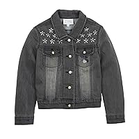 Le Chic Girl's Denim Jacket with Crystal Flowers, Sizes 6-14