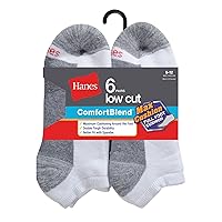 Hanes mens Comfortblend 6-Pack Max Cushion Low Cut Sock