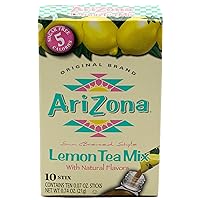 Arizona Lemon Iced Tea Stix Sugar-Free, 10 Count Box (Pack of 1), Low Calorie Single Serving Drink Powder Packets, Just Add Water for a Deliciously Refreshing Iced Tea Beverage