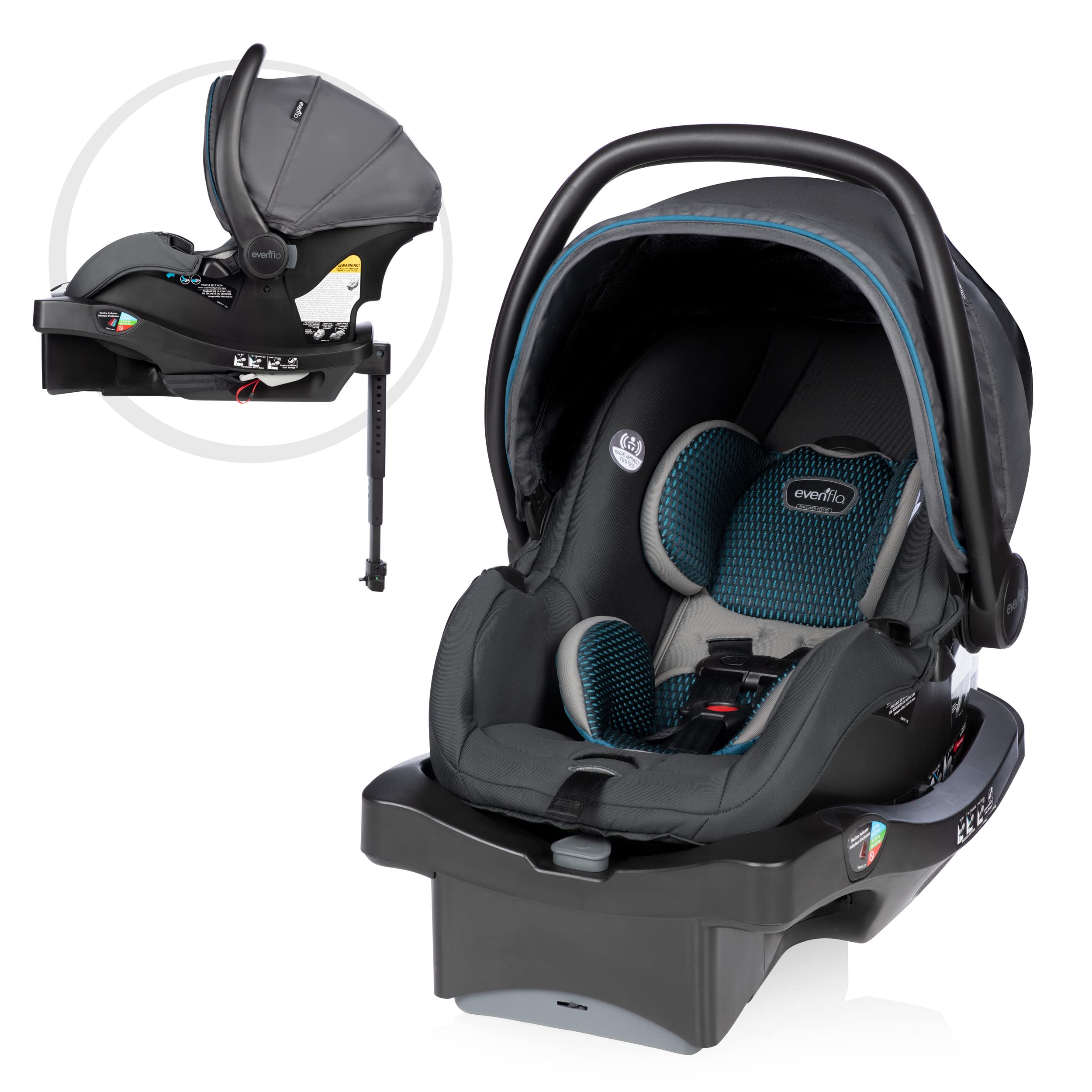 Evenflo LiteMax DLX Infant Car Seat with FreeFlow Fabric, SafeZone and Load Leg Base