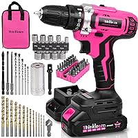 Pink Cordless Drill Set, 20V Lithium-ion Power Drill Set for Women with 67Pcs Drill Driver Bits, 3/8