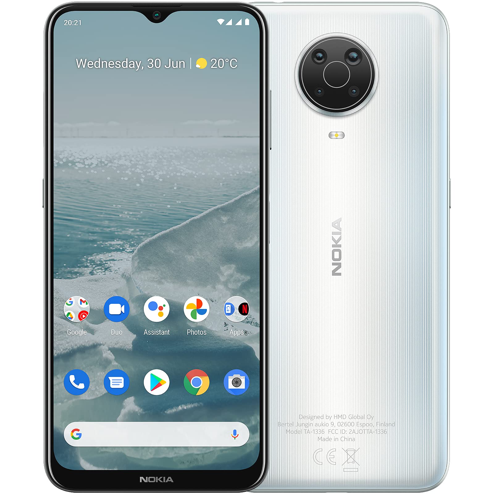 Nokia G20 | Android 11 | Unlocked Smartphone | 3-Day Battery | Dual SIM | US Version | 4/128GB | 6.52-Inch Screen | 48MP Quad Camera | Glacier
